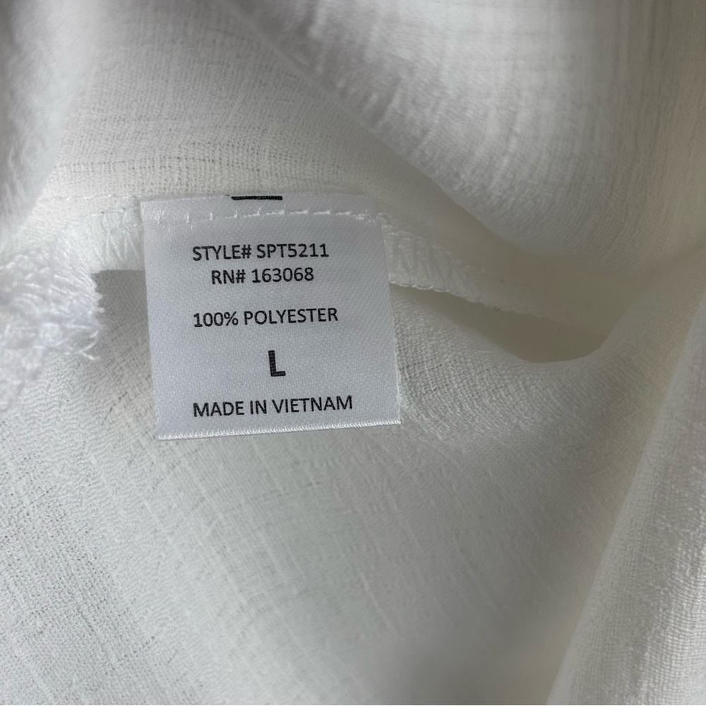 NWOT SPLA White Ivory Short Sleeve V-Neck Relaxed Fit Casual Versatile Blouse L - Picture 6 of 8